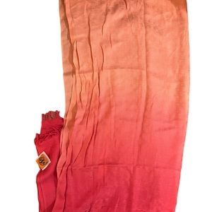 Tory Burch Dip-Dye Allover Logo-Print Scarf, Pink Shell